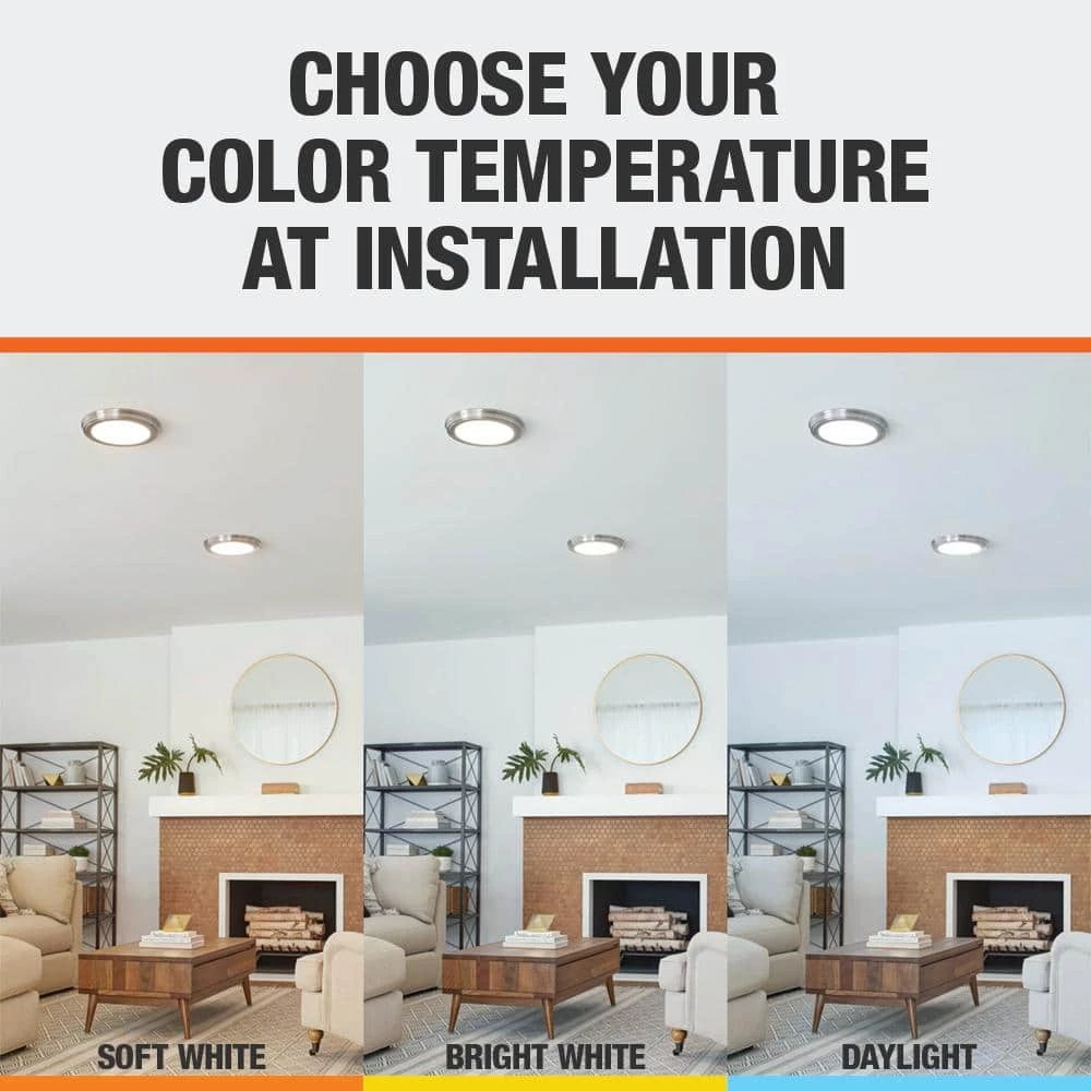 Commercial Electric 13 in. Brushed Nickel Selectable CCT Color Changing LED Round Ceiling Flush Mount Light Fixture (2-Pack) 7 Commercial Electric 13 in. Brushed Nickel Selectable CCT Color Changing LED Round Ceiling Flush Mount Light Fixture (2-Pack) - Image 5