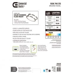Commercial Electric 15 in. Brushed Nickel New Ultra-Low Profile Integrated LED Flush Mount 5CCT (2-Pack) 23 Commercial Electric 15 in. Brushed Nickel New Ultra-Low Profile Integrated LED Flush Mount 5CCT (2-Pack) -Commercial Electric Sales brushed nickel commercial electric flush mount lights lc0000155 01 bn 44 1000