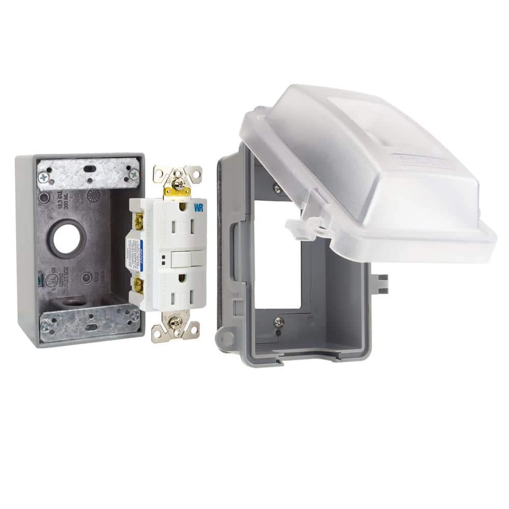 Commercial Electric Clear 1-Gang Extra Duty Non-Metallic While-In-Use Weatherproof Horizontal/Vertical Receptacle Cover Kit 4 Commercial Electric Clear 1-Gang Extra Duty Non-Metallic While-In-Use Weatherproof Horizontal/Vertical Receptacle Cover Kit - Image 2