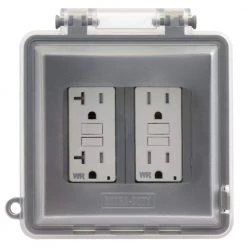 Commercial Electric Gray 2-Gang Extra-Duty Non-Metallic While-In-Use Weatherproof Horizontal/Vertical Receptacle Cover