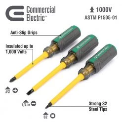 Commercial Electric 3-Pieces Insulated Screwdriver -Commercial Electric Sales commercial electric electrical screwdrivers nut drivers ce180434 c3 1000