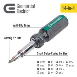 Commercial Electric Multi-Bit Screwdriver and Nut Driver -Commercial Electric Sales commercial electric electrical screwdrivers nut drivers ce180604 1f 1000
