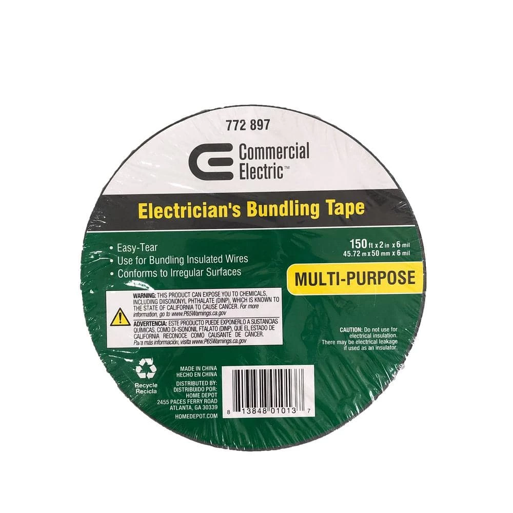 Commercial Electric 2 in. x 150 ft. Vinyl Electrical Bundling Tape - Silver 3 Commercial Electric 2 in. x 150 ft. Vinyl Electrical Bundling Tape - Silver