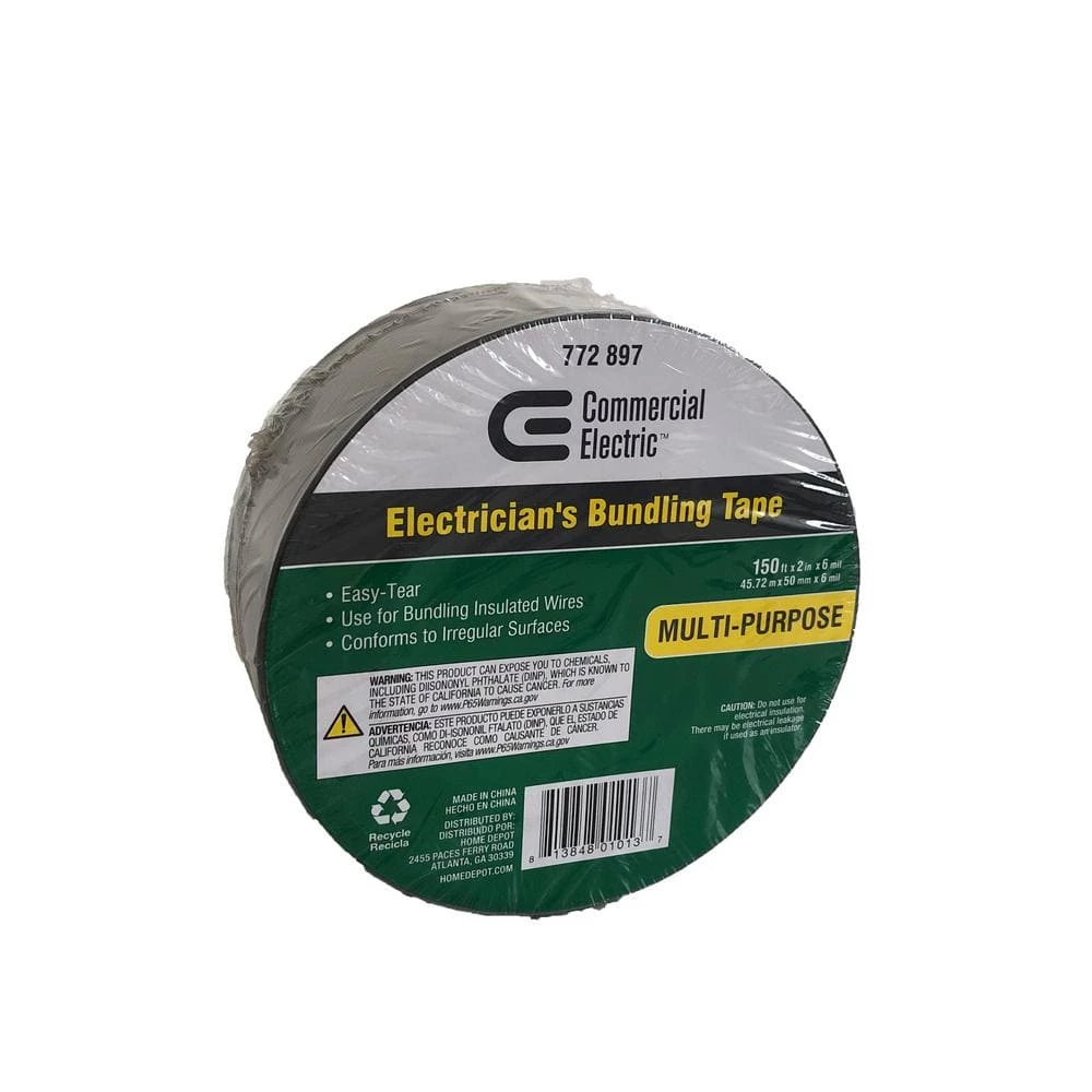 Commercial Electric 2 in. x 150 ft. Vinyl Electrical Bundling Tape - Silver 5 Commercial Electric 2 in. x 150 ft. Vinyl Electrical Bundling Tape - Silver - Image 3