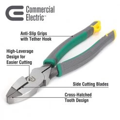 Commercial Electric 9 in. High Leverage Wire Cutting Pliers with Tape Puller 22 Commercial Electric 9 in. High Leverage Wire Cutting Pliers with Tape Puller -Commercial Electric Sales commercial electric electrician s lineman s pliers ce180407 fa 1000