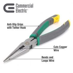 Commercial Electric 8 in. Long Nose Pliers -Commercial Electric Sales commercial electric electrician s needle nose pliers ce180404 4f 1000
