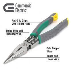 Commercial Electric 8 in. Long Nose Pliers and Stripper -Commercial Electric Sales commercial electric electrician s needle nose pliers ce190203 c3 1000