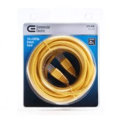 Commercial Electric 15 ft. CAT5e UTP Ethernet Cable, Yellow -Commercial Electric Sales commercial electric ethernet cables 575698 15 c3 1000