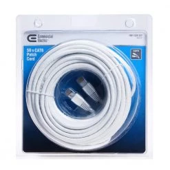 Commercial Electric 50 ft. Cat6 UTP Ethernet Cable, White -Commercial Electric Sales commercial electric ethernet cables bstc6 50 a0 1000