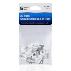 Commercial Electric Coaxial Nail-In Clips, White (20-Pack) -Commercial Electric Sales commercial electric extension cord accessories nail 20 wh a0 1000