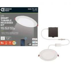 Commercial Electric 6 in. Smart Hubspace Ultra Slim New Construction and Remodel RGB+W LED Recessed Kit -Commercial Electric Sales commercial electric recessed lighting kits 50292 77 1000