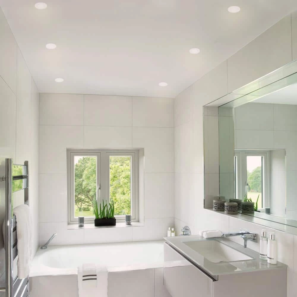 Commercial Electric 4 in. White Flush Round Wet Rated LED Integrated Recessed Lighting Kit (6-Pack) 5 Commercial Electric 4 in. White Flush Round Wet Rated LED Integrated Recessed Lighting Kit (6-Pack) - Image 3