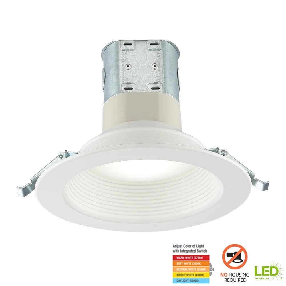 Commercial Electric Easy-Up 6 in. White Baffle Integrated LED Recessed Kit with Selectable CCT (2700K-5000K), (No Can Needed) 4 Commercial Electric Easy-Up 6 in. White Baffle Integrated LED Recessed Kit with Selectable CCT (2700K-5000K), (No Can Needed) - Image 2