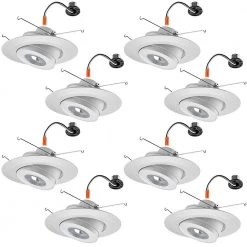 Commercial Electric 6 in. 3000K Integrated LED Recessed Trim Gimbal Light with Adjustable Beam Angle and Bulb Direction 670 Lumens (8 Pack)
