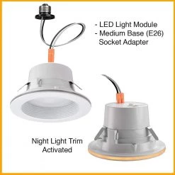Commercial Electric 6 in. Color Selectable CCT Integrated LED Recessed Light Trim with Night Light Feature Downlight 670 Lumens (12-Pack) 18 Commercial Electric 6 in. Color Selectable CCT Integrated LED Recessed Light Trim with Night Light Feature Downlight 670 Lumens (12-Pack) -Commercial Electric Sales commercial electric recessed lighting trims 53804101 12pk 66 1000