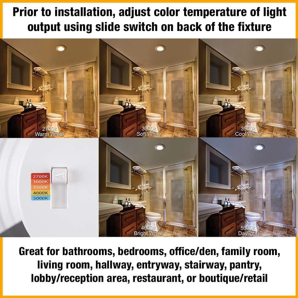 Commercial Electric 6 in. Color Selectable CCT Integrated LED Recessed Light Trim with Night Light Feature Downlight 670 Lumens (12-Pack) 6 Commercial Electric 6 in. Color Selectable CCT Integrated LED Recessed Light Trim with Night Light Feature Downlight 670 Lumens (12-Pack) - Image 4