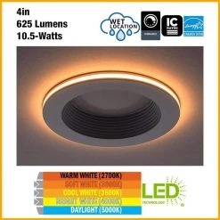 Commercial Electric 4 in. Color Selectable CCT Integrated LED Recessed Light Trim with Night Light Feature 625 Lumens Dimmable -Commercial Electric Sales commercial electric recessed lighting trims 53805101 40 1000