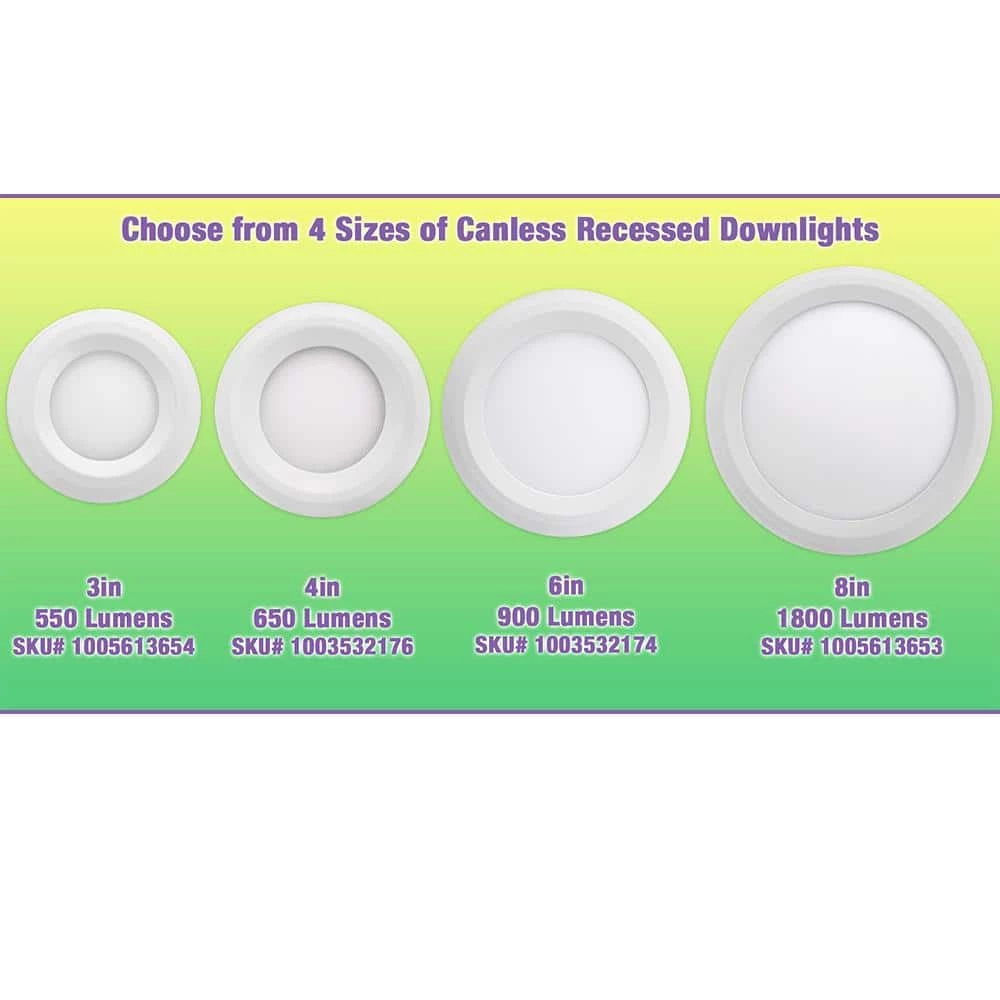 Commercial Electric Ultra-Slim 6 in. Canless Selectable CCT Integrated LED Recessed Light Trim Downlight Wet Rated 900 Lumens (12-Pack) 12 Commercial Electric Ultra-Slim 6 in. Canless Selectable CCT Integrated LED Recessed Light Trim Downlight Wet Rated 900 Lumens (12-Pack) - Image 10