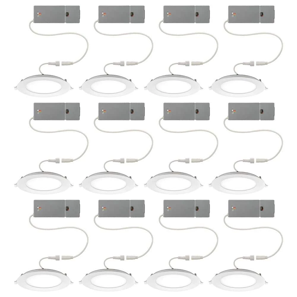 Commercial Electric Ultra-Slim 6 in. Canless Selectable CCT Integrated LED Recessed Light Trim Downlight Wet Rated 900 Lumens (12-Pack) 3 Commercial Electric Ultra-Slim 6 in. Canless Selectable CCT Integrated LED Recessed Light Trim Downlight Wet Rated 900 Lumens (12-Pack)