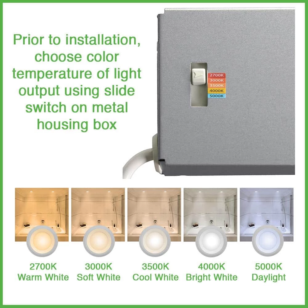 Commercial Electric Ultra-Slim 6 in. Canless Selectable CCT Integrated LED Recessed Light Trim Downlight Wet Rated 900 Lumens (12-Pack) 6 Commercial Electric Ultra-Slim 6 in. Canless Selectable CCT Integrated LED Recessed Light Trim Downlight Wet Rated 900 Lumens (12-Pack) - Image 4