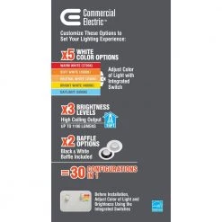 Commercial Electric 6 in. Selectable Integrated LED Recessed Trim Downlight 30 Configurations in 1 Fixture High Ceiling Output T20 Compliant -Commercial Electric Sales commercial electric recessed lighting trims 53820101 40 1000