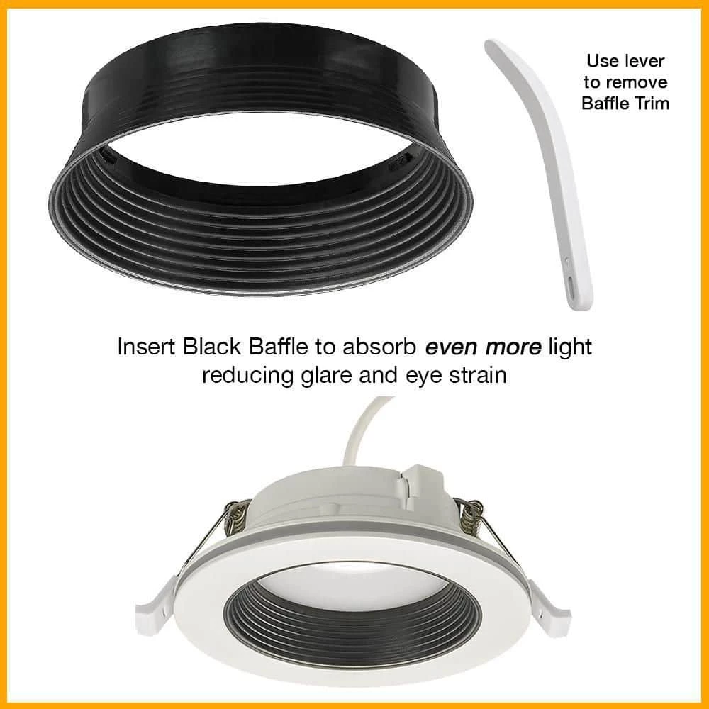 Commercial Electric 4 in. Canless Color Selectable Integrated LED Recessed Light Trim w/ Night Light Reduces Eye Glare 650 Lumens (4-Pack) 7 Commercial Electric 4 in. Canless Color Selectable Integrated LED Recessed Light Trim w/ Night Light Reduces Eye Glare 650 Lumens (4-Pack) - Image 5