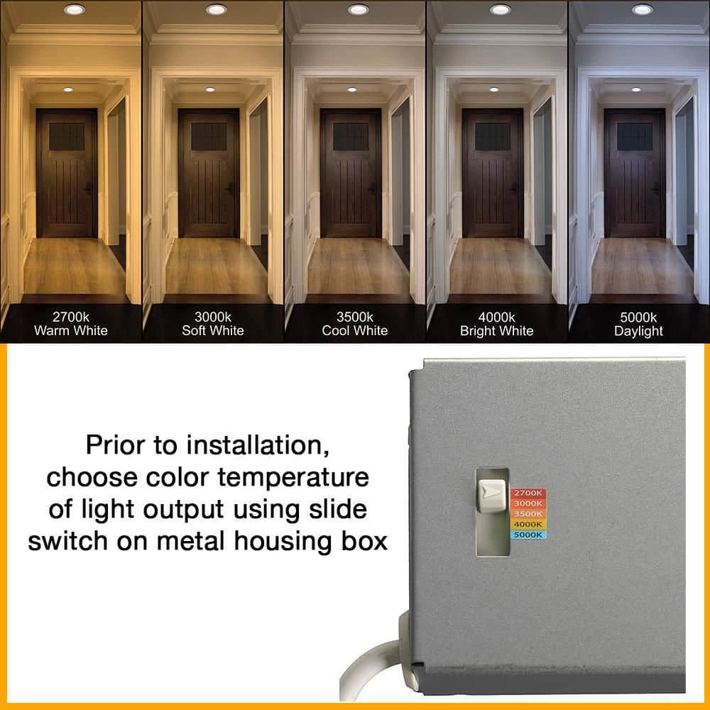 Commercial Electric 6 in. Canless Color Selectable Integrated LED Recessed Light Trim w/ Night Light Reduces Eye Glare 900 Lumens 5 Commercial Electric 6 in. Canless Color Selectable Integrated LED Recessed Light Trim w/ Night Light Reduces Eye Glare 900 Lumens - Image 3