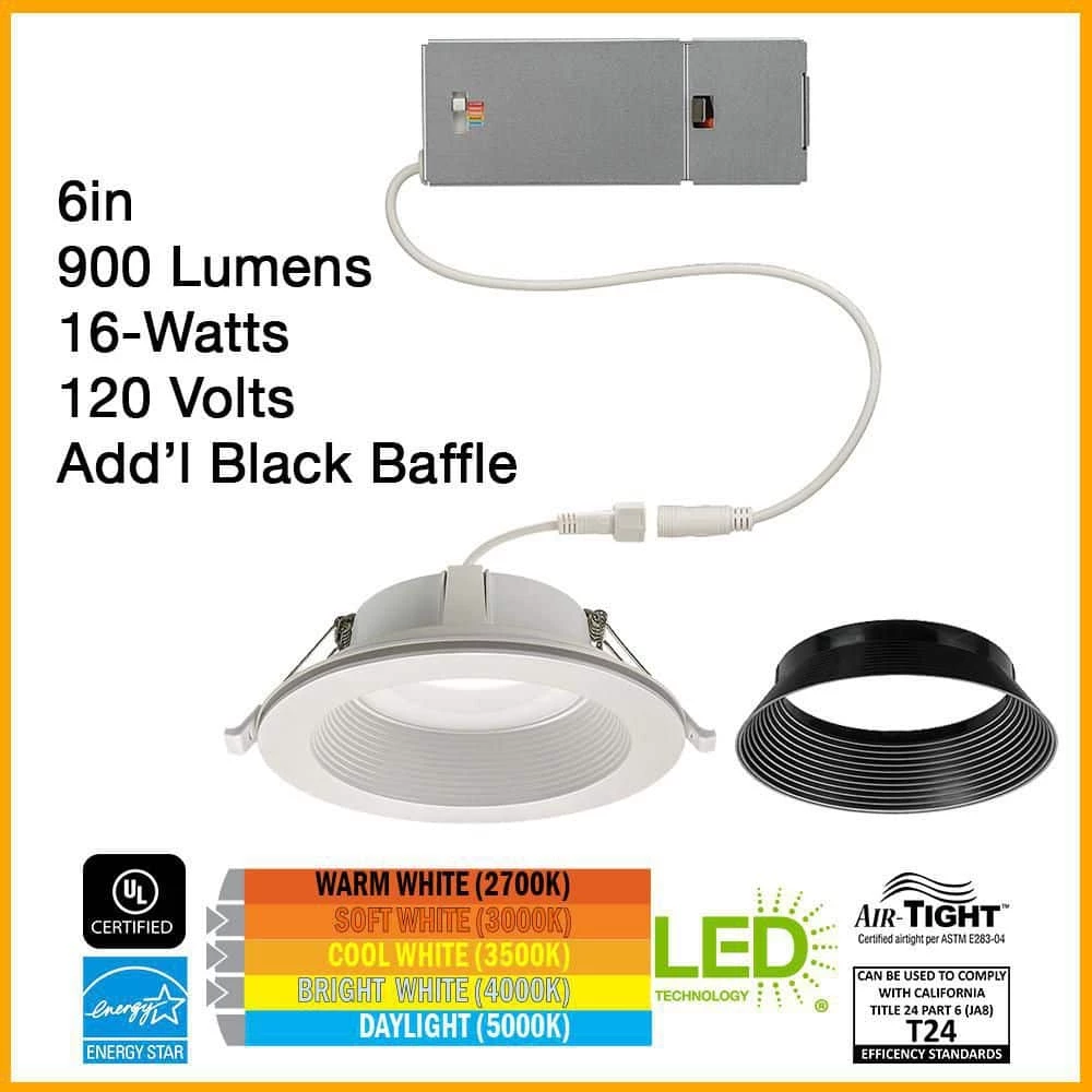Commercial Electric 6 in. Canless Color Selectable Integrated LED Recessed Light Trim w/ Night Light Reduces Eye Glare 900 Lumens (4-Pack) 4 Commercial Electric 6 in. Canless Color Selectable Integrated LED Recessed Light Trim w/ Night Light Reduces Eye Glare 900 Lumens (4-Pack) - Image 2