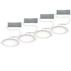 Commercial Electric Ultra Slim 8 in. Canless Selectable CCT Integrated LED Recessed Light Trim with Night Light Feature 1800 Lumens (4-Pack) -Commercial Electric Sales commercial electric recessed lighting trims 53829101 4pk fa 1000