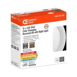 Commercial Electric Ultra Slim 8 in. Canless Selectable CCT Integrated LED Recessed Light Trim with Night Light Feature 1800 Lumens -Commercial Electric Sales commercial electric recessed lighting trims 53829101 fa 1000