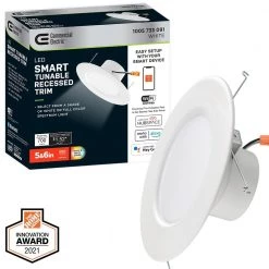 Commercial Electric 5 in./6 in. Smart Hubspace Color Selectable CCT Integrated LED Recessed Light Trim