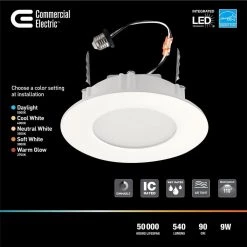 Commercial Electric 4 in. Selectable CCT Integrated LED Retrofit Ultra-Slim White Recessed Light Trim -Commercial Electric Sales commercial electric recessed lighting trims 91846 31 1000