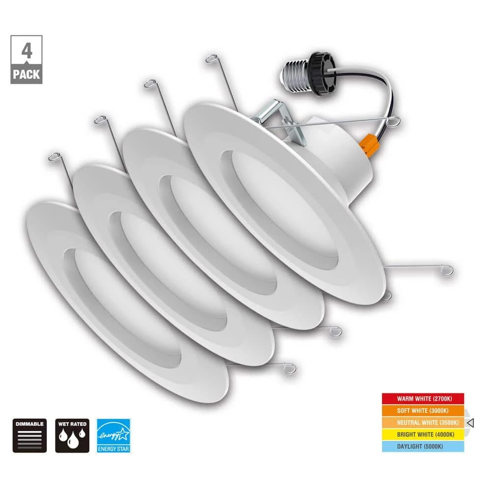 Commercial Electric 5/6 in. Color Temperature Selectable Integrated LED Recessed Trim (4-Pack) 4 Commercial Electric 5/6 in. Color Temperature Selectable Integrated LED Recessed Trim (4-Pack) - Image 2
