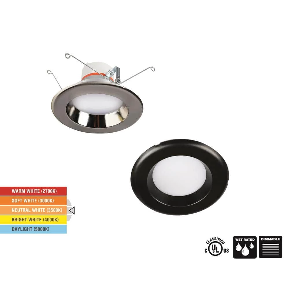 Commercial Electric 5/6 in. New Construction or Remodel Dimmable LED Recessed Interchangeable Trim with Adjustable Color Changing Technology 6 Commercial Electric 5/6 in. New Construction or Remodel Dimmable LED Recessed Interchangeable Trim with Adjustable Color Changing Technology - Image 4