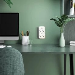 Commercial Electric 6-Outlet Wall Mounted Surge Protector, White -Commercial Electric Sales commercial electric surge protectors la 9a 8 4f 1000