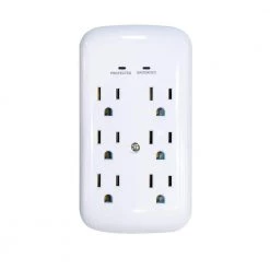 Commercial Electric 6-Outlet Wall Mounted Surge Protector, White
