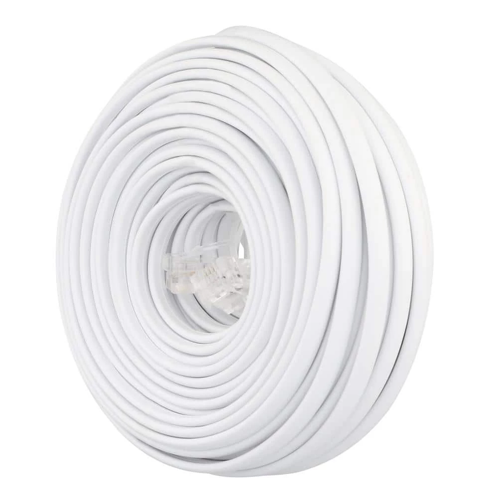 Commercial Electric 50 ft. Telephone Line Cord, White 6 Commercial Electric 50 ft. Telephone Line Cord, White - Image 4