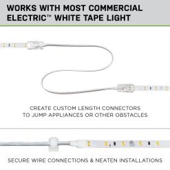 Commercial Electric 13 ft. White Connector Cord LED Strip Light Accessory Pack (4 Wire-to-Tape Connectors, 6 Wire Mounting Clips) 9 Commercial Electric 13 ft. White Connector Cord LED Strip Light Accessory Pack (4 Wire-to-Tape Connectors, 6 Wire Mounting Clips) -Commercial Electric Sales commercial electric under cabinet lighting accessories c560110 4f 1000
