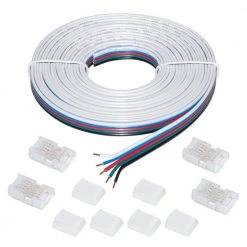 Commercial Electric 13 ft. Connector Cord LED Strip Light Accessory Pack (RGB+W) (4 Wire-to-Tape Connectors, 6 Wire Mounting Clips)