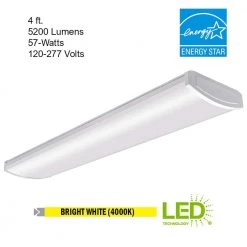 Commercial Electric 4 ft. High Output 5200 Lumens Integrated LED White Wraparound Light 4000K Bright White 120-277v Multi-Volt Direct Wire 11 Commercial Electric 4 ft. High Output 5200 Lumens Integrated LED White Wraparound Light 4000K Bright White 120-277v Multi-Volt Direct Wire -Commercial Electric Sales commercial electric wraparound lights 54677641 40 1000