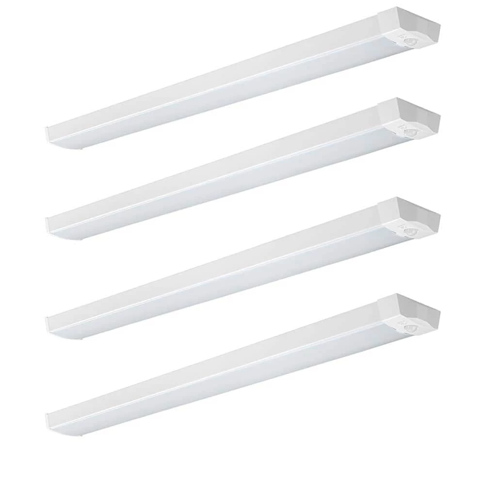 Commercial Electric 4 ft. 3600 Lumens Integrated LED White Low Profile Wraparound Light with PIR Motion Sensor, 4000K Bright White (4-Pack) 3 Commercial Electric 4 ft. 3600 Lumens Integrated LED White Low Profile Wraparound Light with PIR Motion Sensor, 4000K Bright White (4-Pack)