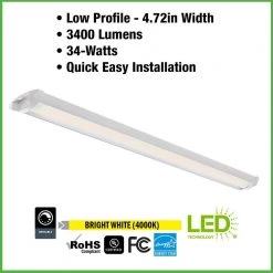 Commercial Electric 42 in. Low Profile Quick Install Garage Light Laundry Room Basement Integrated LED White Wraparound Light 3400 Lumens -Commercial Electric Sales commercial electric wraparound lights 568041411 e1 1000
