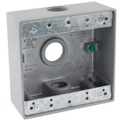 Commercial Electric 3/4 in. Gray 2-Gang 3-Holes Weatherproof Box