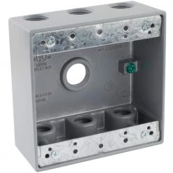 Commercial Electric 1/2 in. Gray 2-Gang 7-Holes Weatherproof Box