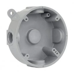 Commercial Electric 1/2 in. Gray 5-Holes 4 in. Round Non-Metallic Weatherproof Box
