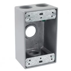 Commercial Electric 3/4 in. Gray 1-Gang 4-Holes Weatherproof Box