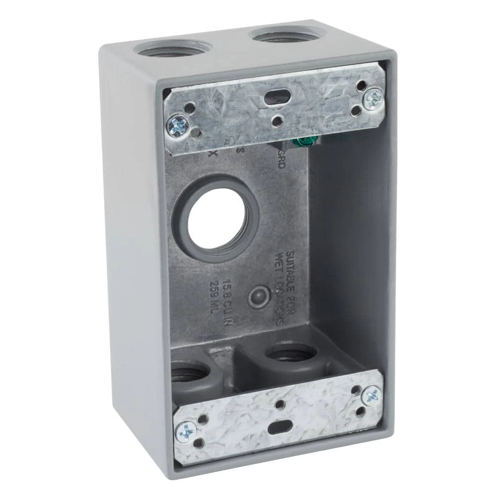 Commercial Electric 1/2 in. Gray 1-Gang 5-Holes Weatherproof Box 3 Commercial Electric 1/2 in. Gray 1-Gang 5-Holes Weatherproof Box