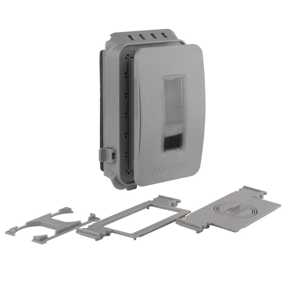 Commercial Electric 1-Gang Extra Duty Non-Metallic Low Profile While-In-Use Weatherproof Cover Horizontal/Vertical Receptacle Cover, Gray 4 Commercial Electric 1-Gang Extra Duty Non-Metallic Low Profile While-In-Use Weatherproof Cover Horizontal/Vertical Receptacle Cover, Gray - Image 2