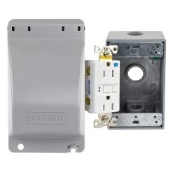 Commercial Electric Gray 1-Gang Extra Duty While-In-Use Weatherproof Vertical Receptacle Cover Kit