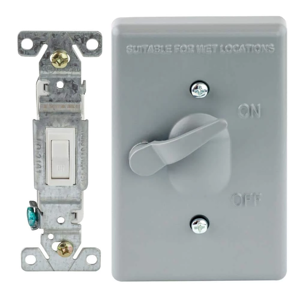 Commercial Electric Gray 1-Gang Weatherproof Toggle Switch Cover Combination with Switch 3 Commercial Electric Gray 1-Gang Weatherproof Toggle Switch Cover Combination with Switch